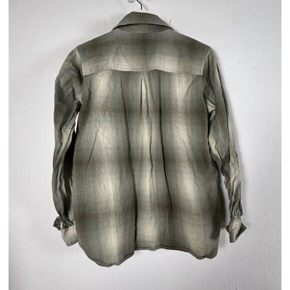 REI Co-Op Womens Plaid Button-Up Shirt Medium Olive Cotton Long Sleeve Casual - Picture 2 of 7